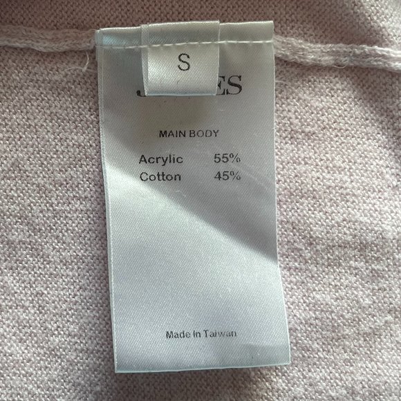 JENDES Mobile Phone Light Pale Pink Soft Knit T-shirt with Blue Rims Size S - Picture 7 of 8